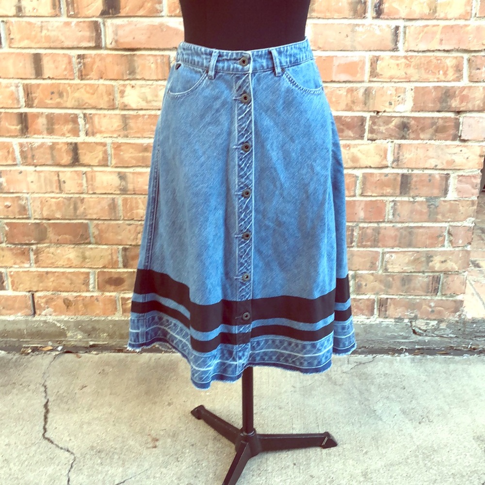 $250 Scotch & Soda denim jean skirt with stripes